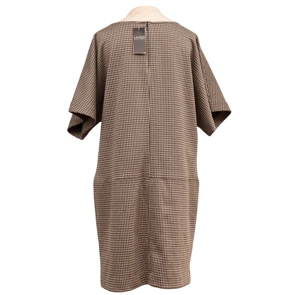 LAUREN RALPH LAUREN NWT Buckle Trim Houndstooth Jacquard Shift Dress Size Medium - Picture 11 of 15